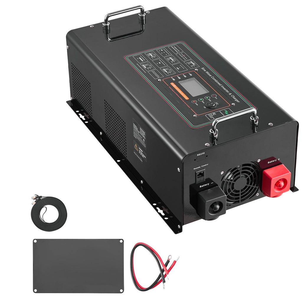 Pure Sine Wave Inverter Charger, 4000 Watt, DC 24V to AC 120V Power Inverter with LCD Display, Remote Control, Solar Inverter for Off-Grid Solar RV Boat Home, Compatible with Various Batteries