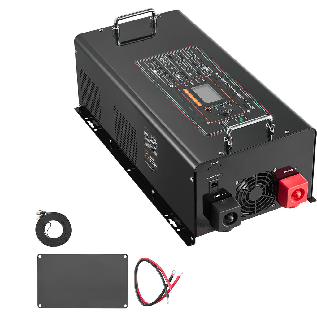 Pure Sine Wave Inverter Charger, 5000 Watt, DC 24V to AC 120V Power Inverter with LCD Display, Remote Control, Solar Inverter for Off-Grid Solar RV Boat Home, Compatible with Various Batteries