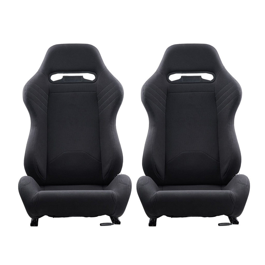 Racing Seat, 2 Set, Adjustable Racing Cockpit with Wide Angle Reclining & High-Resilience Foam, Comfortable Racing Chair with Polyester Fabric & Q235B Slider, Fit for Racing Cars & Go-Karts