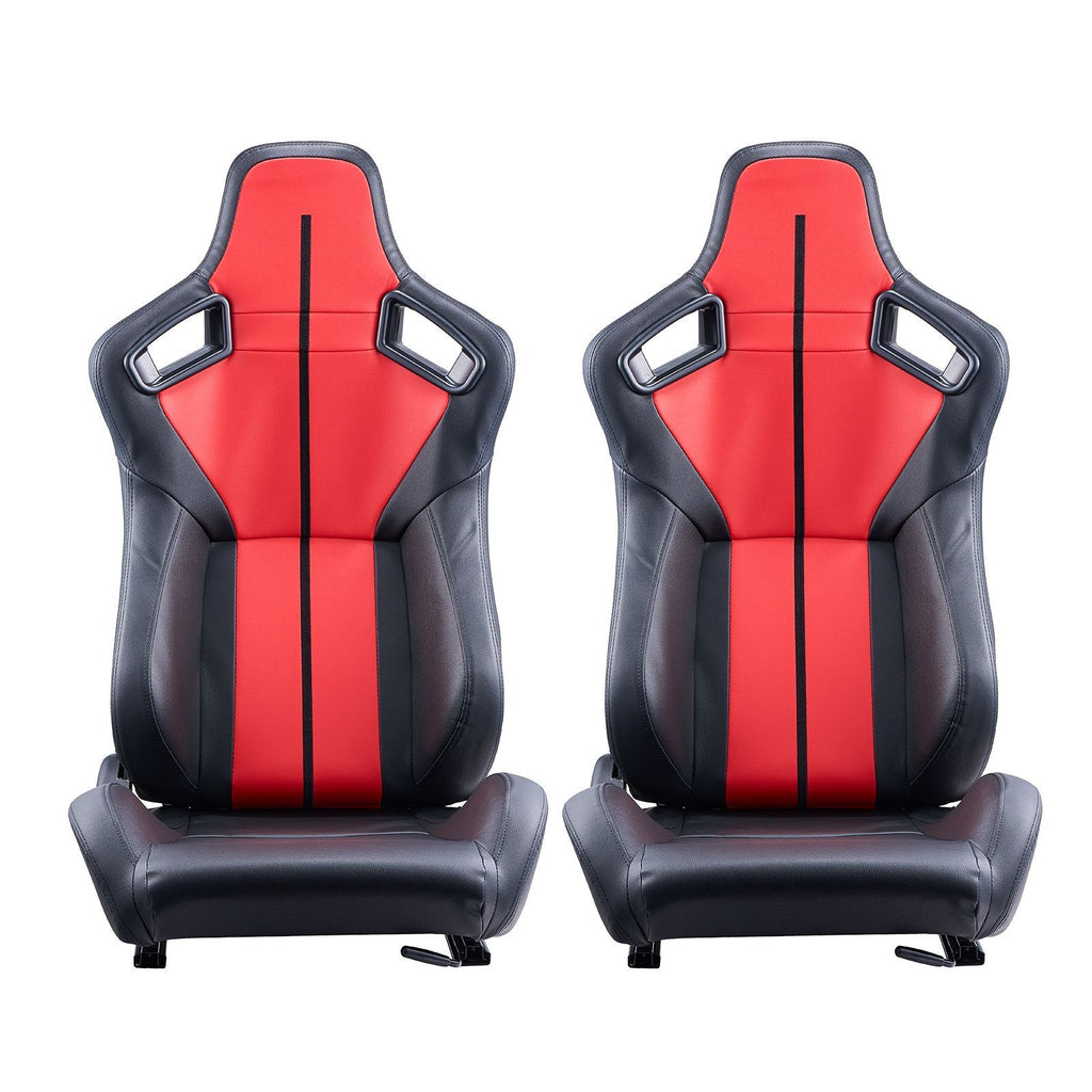 Racing Seat, 2 Set, Adjustable Racing Cockpit with Wide Angle Reclining & High-Resilience Foam, Comfortable Racing Chair with Soft PVC Leather & Q235B Slider, Fit for Racing Cars & Go-Karts