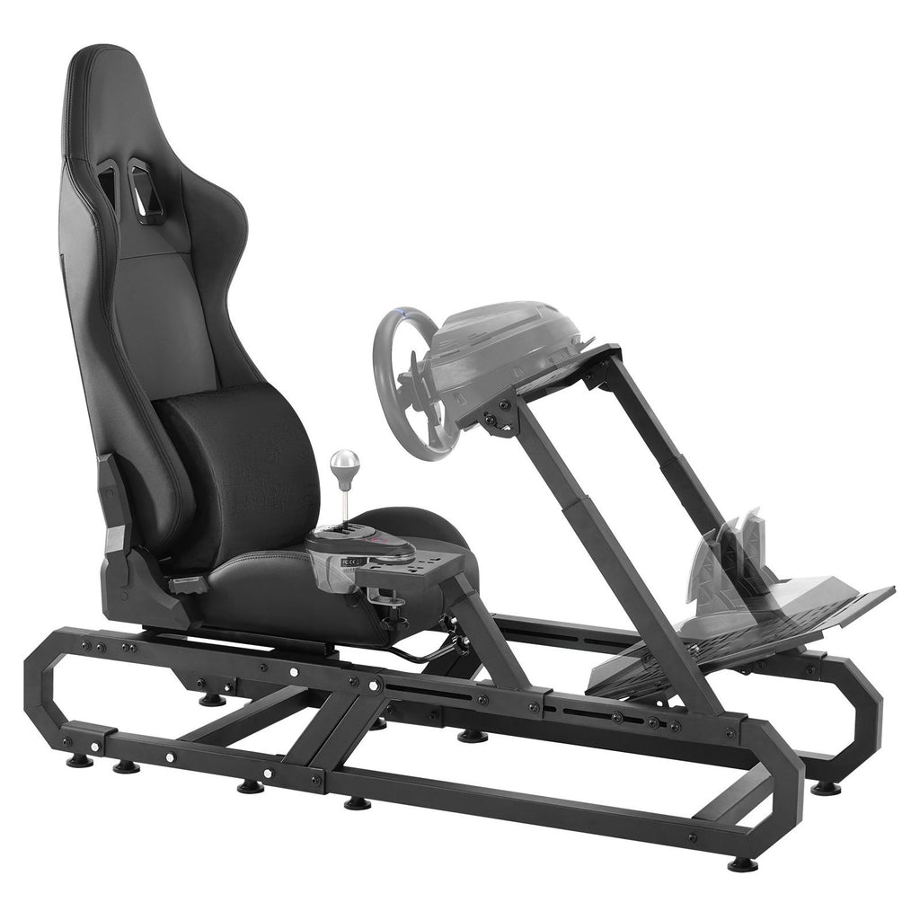 Racing Wheel Stand For Logitech G923/G920/G29, Heavy Duty Steel Driving Simulator Cockpit-Thrustmaster T248P, Steering Wheel Bracket Height & Foot Pedal Angle Adjustable,Max Load 330 LBS Compact