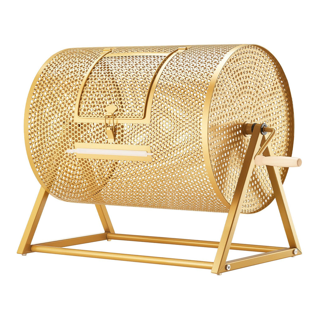 Raffle Ticket Spinner, 16.1" x 11.9" Holds 5000 Tickets or 200 Ping Pong Balls, Raffle Drum Lottery Spinning Cage with Reinforced Handle, Stable Triangular Stand, for Events and Gatherings, Gold