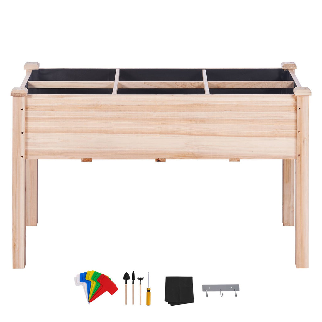 Raised Garden Bed, 3.9 x 1.9 x 2.5 ft Wooden Planter Box, Elevated Outdoor Planting Boxes with Legs, for Growing Flowers/Vegetables/Herbs in Backyard/Garden/Patio/Balcony, Burlywood