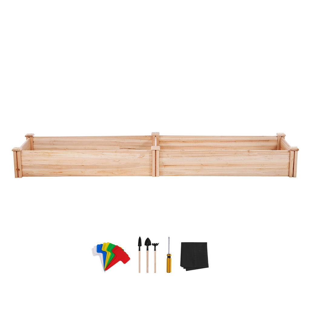 Raised Garden Bed, 7.9 x 2 x 0.8 ft Wooden Planter Box, Outdoor Planting Boxes with Open Base, for Growing Flowers/Vegetables/Herbs in Backyard/Garden/Patio/Balcony, Burlywood