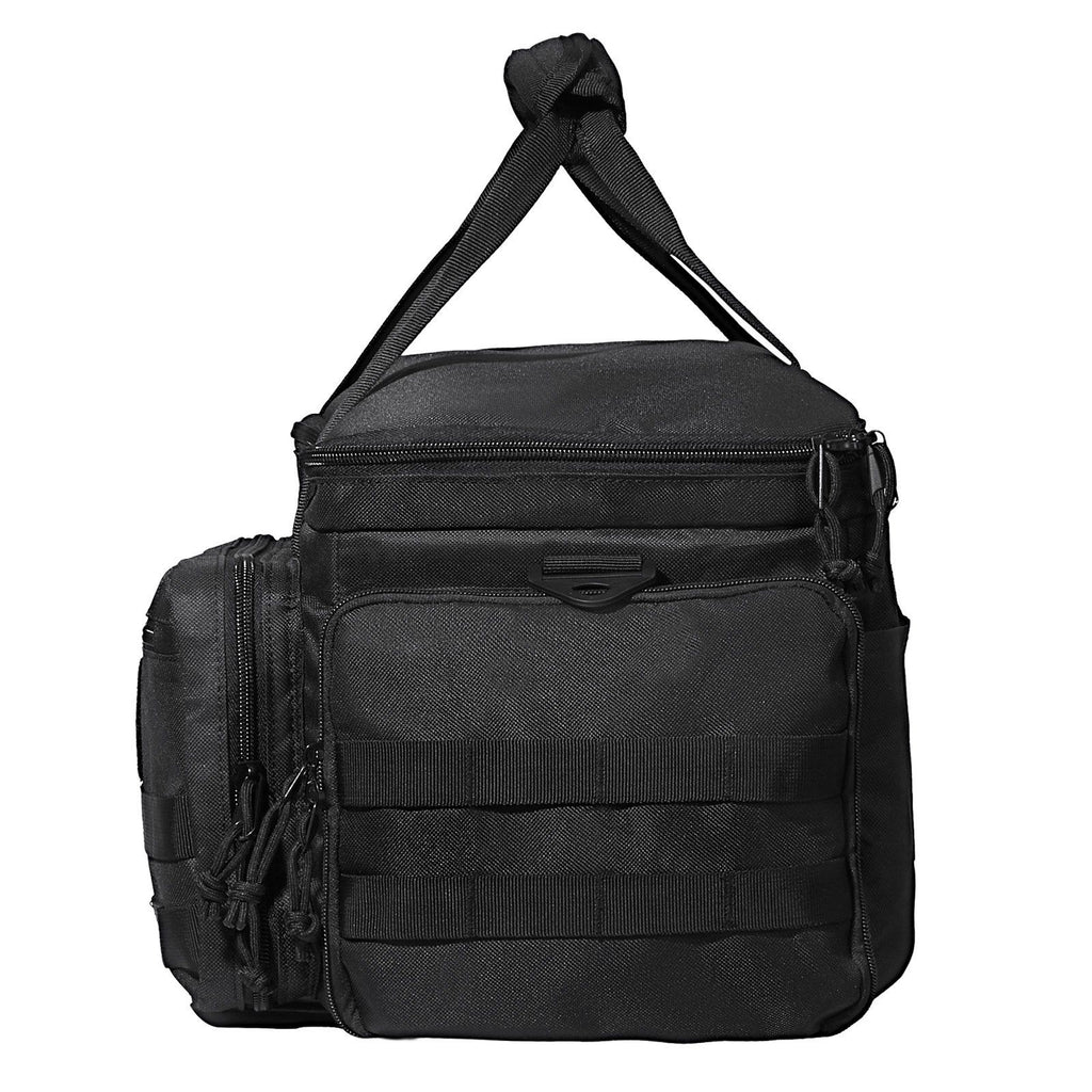 Range Bag for 4 Pistols, Tactical Gun Range Bag with 3 Detachable Baffles & 6 Magazines, Firearm Shooting Handgun Bag for Outdoor Hunting Shooting Pistol Bag with Single Shoulder Strip, Black