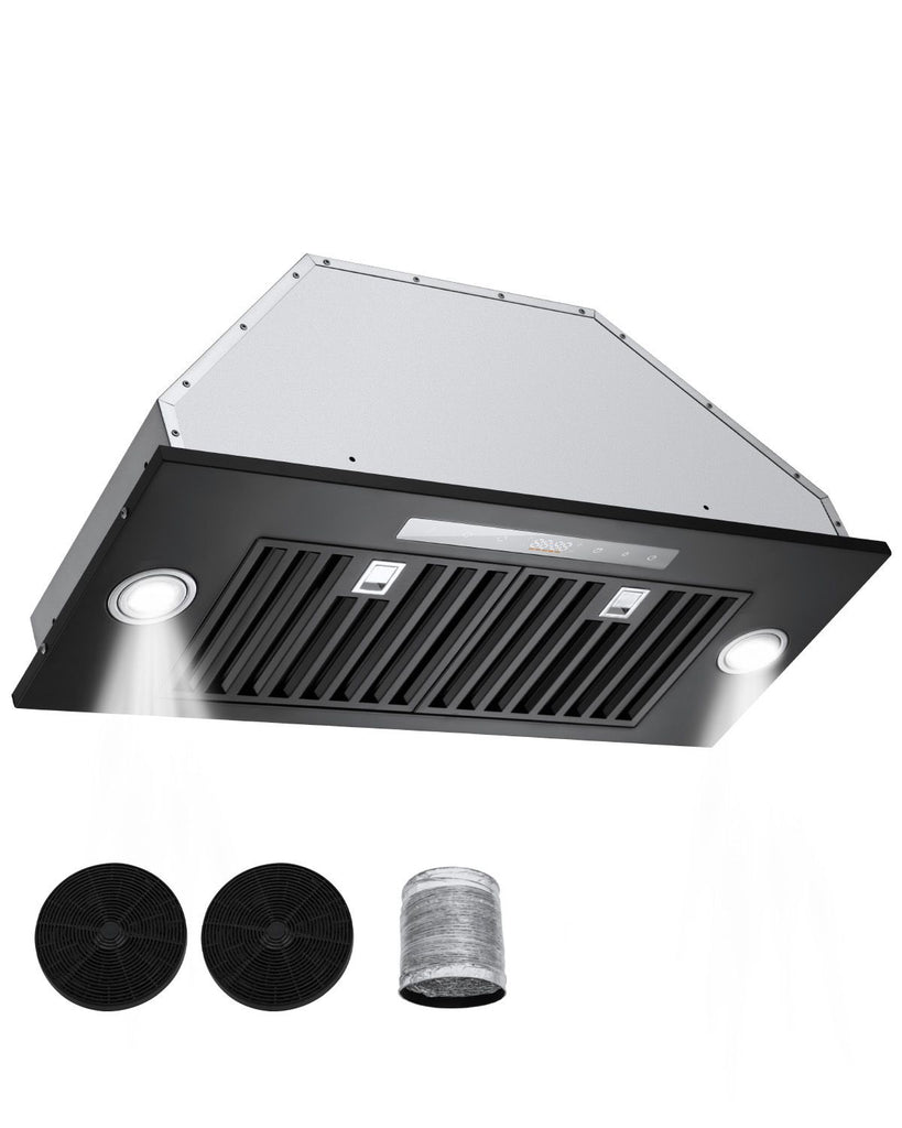Range Hood Insert, 30 Inch Built-in Kitchen Vent Hood, 800CFM Steel Stove Hood, with Gesture & Touch Control, LED Light, Baffle Filters, 4-Speed Exhaust Fan, Ducted/Ductless Convertible