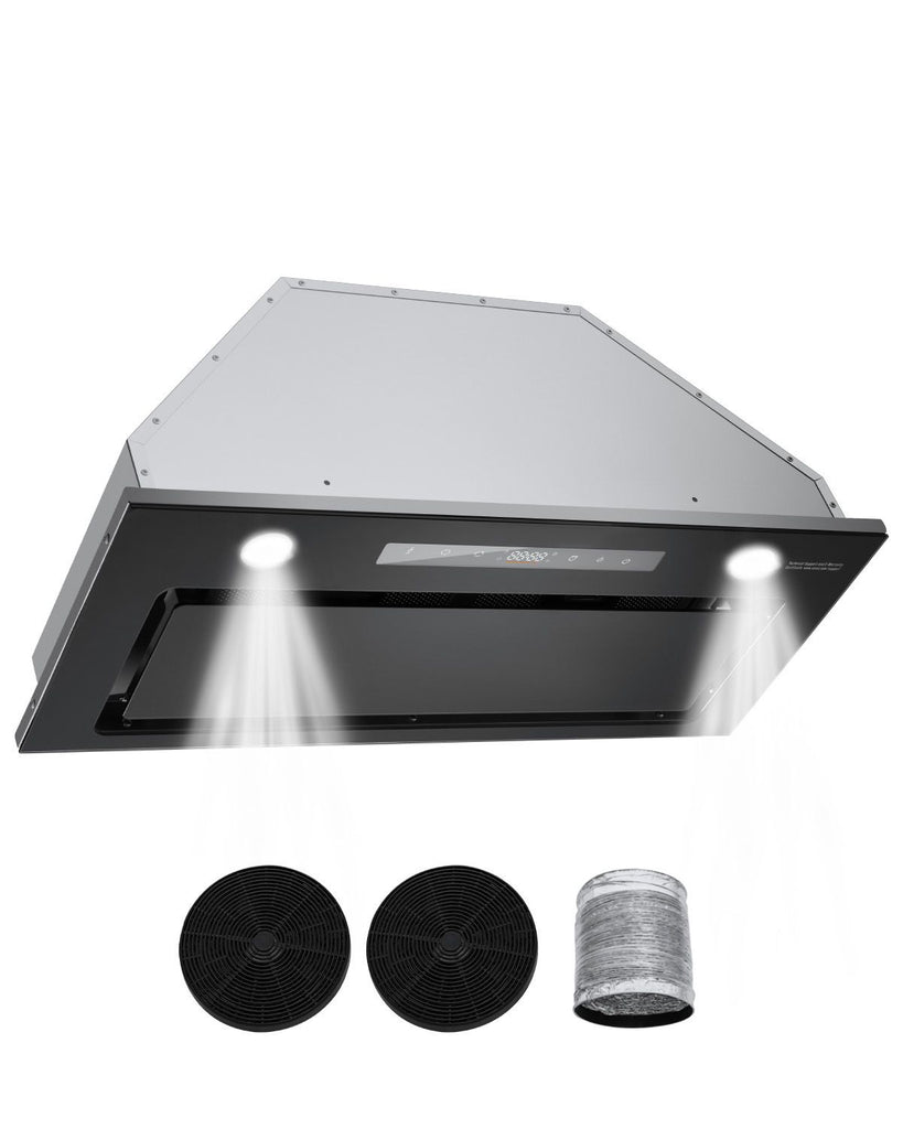 Range Hood Insert, 30Inch Built-in Kitchen Vent Hood, 800CFM Stainless Steel Stove Hood, with Gesture & Touch Control, LED Light, Baffle Filters, 4-Speed Exhaust Fan, Ducted/Ductless Convertible