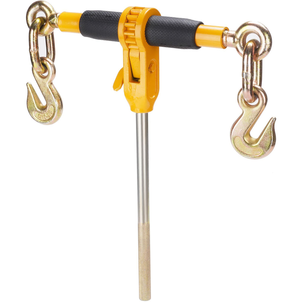 Ratchet Chain Binder, 5/16"-3/8" Heavy Duty Load Binders with G80 Chains, 7100 lbs Secure Load Limit, Labor-saving Anti-skid Handle, Tie Down Hauling Chain Binders for Flatbed Truck Trailer, 2 P