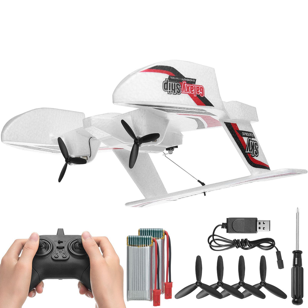 RC Plane, 2.4GHZ 3 Channel Remote Control Airplane with 6-Axis Gyro Stabilizer, Ready to Fly Amphibious Aircraft Plane Toy with 2 Batteries, Easy to Fly RC Glider for Adults Kids Beginners Boys