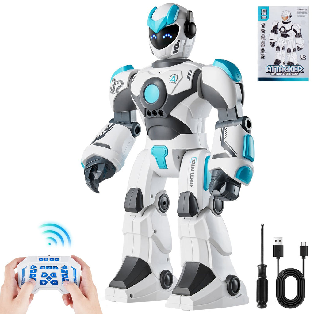 RC Robot Toys for Kids, 2.4GHz Gesture Sensing Programmable Remote Control Smart Robot with Voice Control, Interactive Singing Dancing Robot for Age 6 7 8 10 12 Year Old Boys Girls Birthday Gift