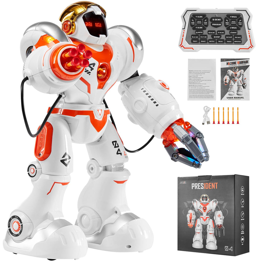 RC Robot Toys for Kids, Battle Mode Programmable Remote Control Smart Robot with Bullets, Interactive Walking Dancing Robot for Age 3 4 5 6 7 8 10 12 Year Old Boys Girls Birthday Gift Present