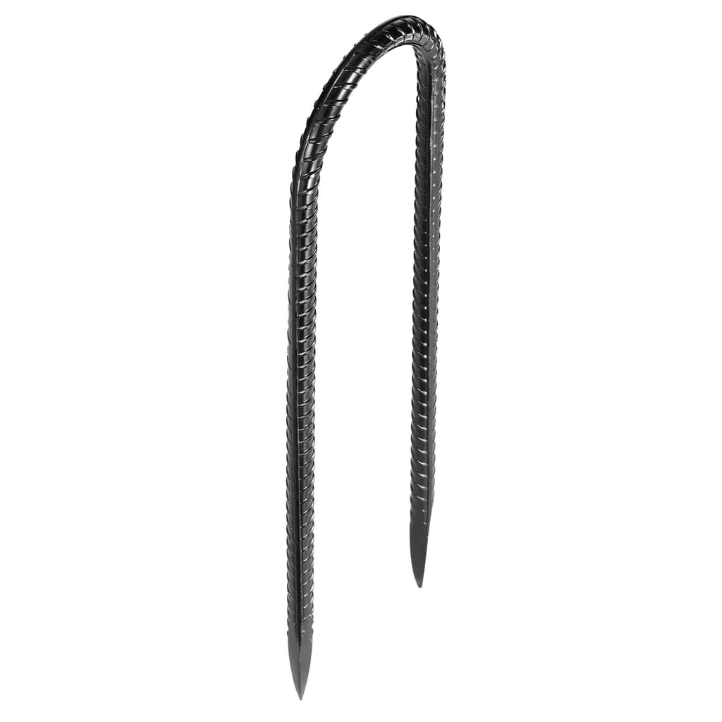 Rebar Stakes, 10-Inch, Heavy-Duty 0.32 in Diameter U Shape, Galvanized Steel Ground Anchors with Chisel Point End & Rust-Resistant Coating, for Gardening Support, Fence, Camping Tents (12-Pack)