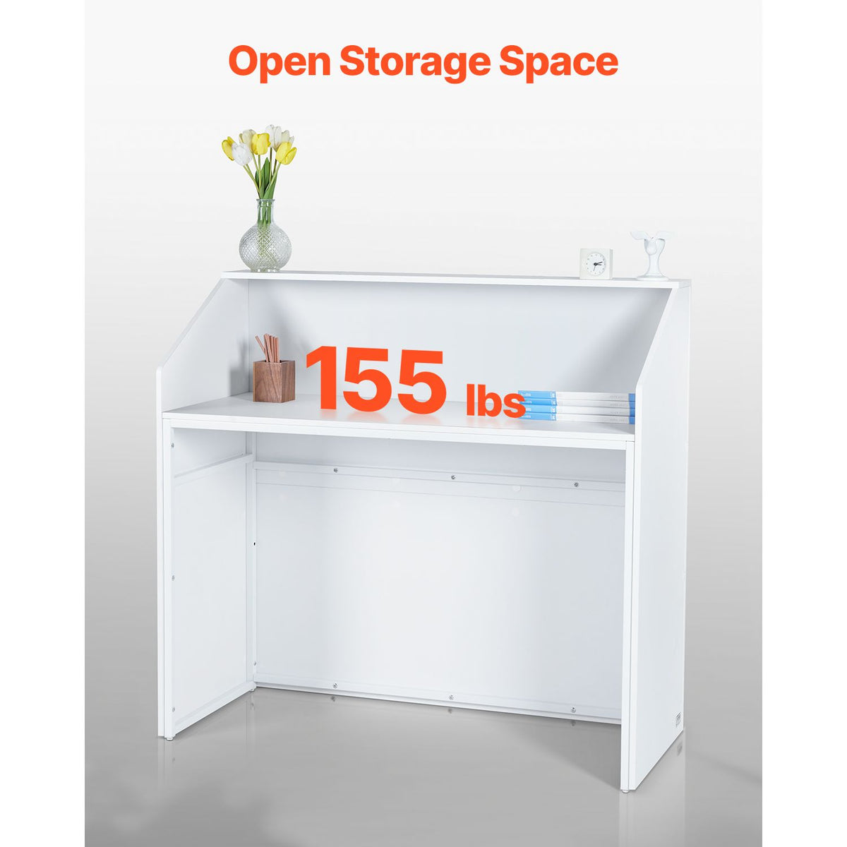 Reception Desk, 46 Inch Rectangular Front Counter Table, Office Rec ...