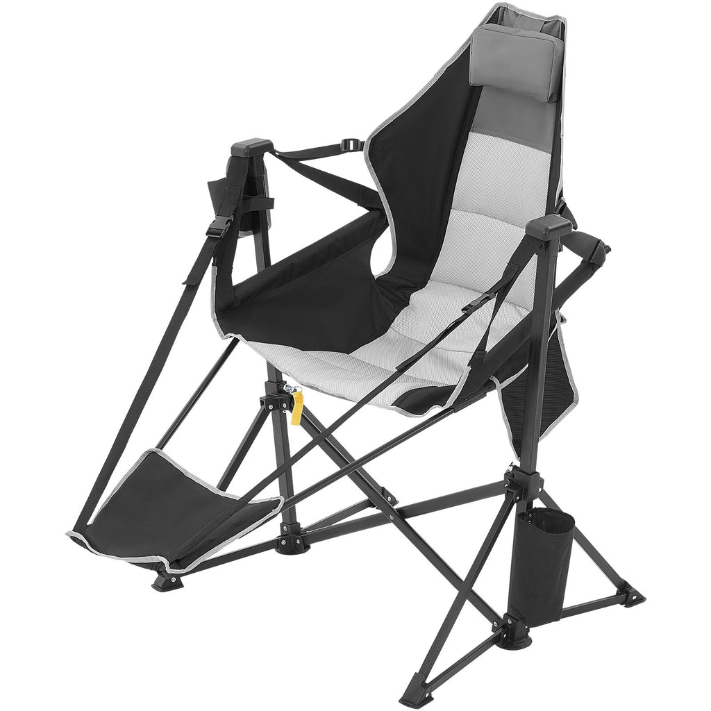 Reclining Camping Chair, 300 lbs Load Camping Hammock Chair, Rocking Lounge Folding Chair with Footrest, Storage Bag, Headrest & Adjustable Backrest, for Camping and Other Outdoor Activities