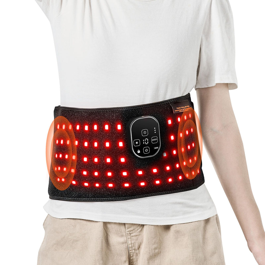 Red Light Therapy for Waist, 660nm & 850nm Red Light Therapy Wrap Belt with Timer, 105 LEDs, 3-Level Vibration & 3 Intensities, Cordless Light Therapy Pad Device for Shoulder Knee Pain Relief
