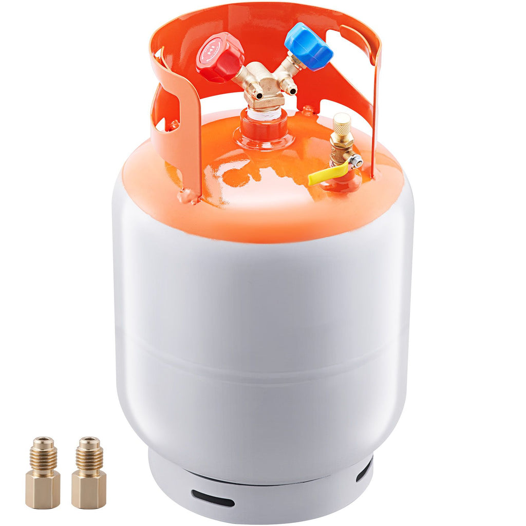Refrigerant Recovery Tank, 50 LBS Capacity, 400 psi Portable Cylinder Tank with Y-Valve for Liquid/Vapor, High-sealing Recovery Can for R22/R134A/R410A, Orange+Gray