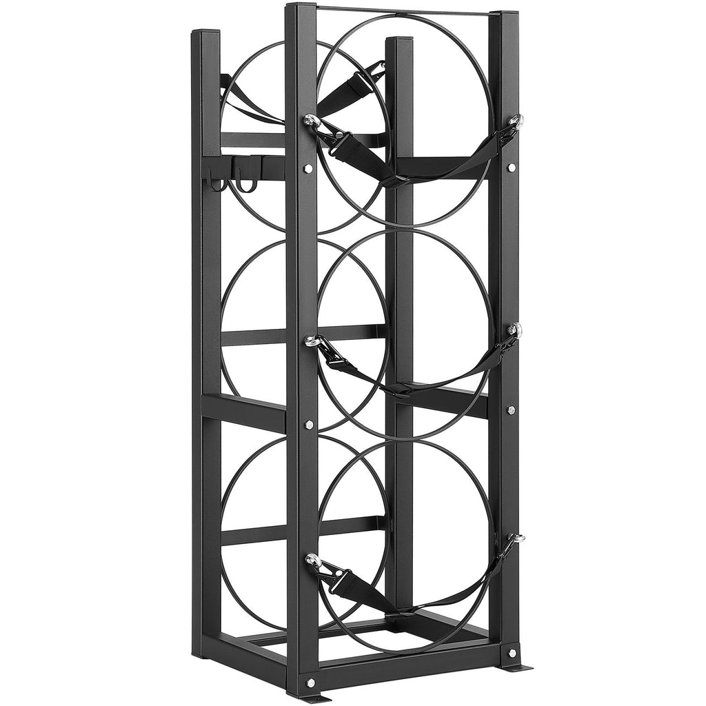 Refrigerant Tank Rack, with 3 x 30lbs Bottle Tanks, Cylinder Tank Rack 12.79x12.99x33.07 in, Refrigerant Cylinder Rack Gas Cylinder Racks and Holders for Freon, Gases, Oxygen, Nitrogen