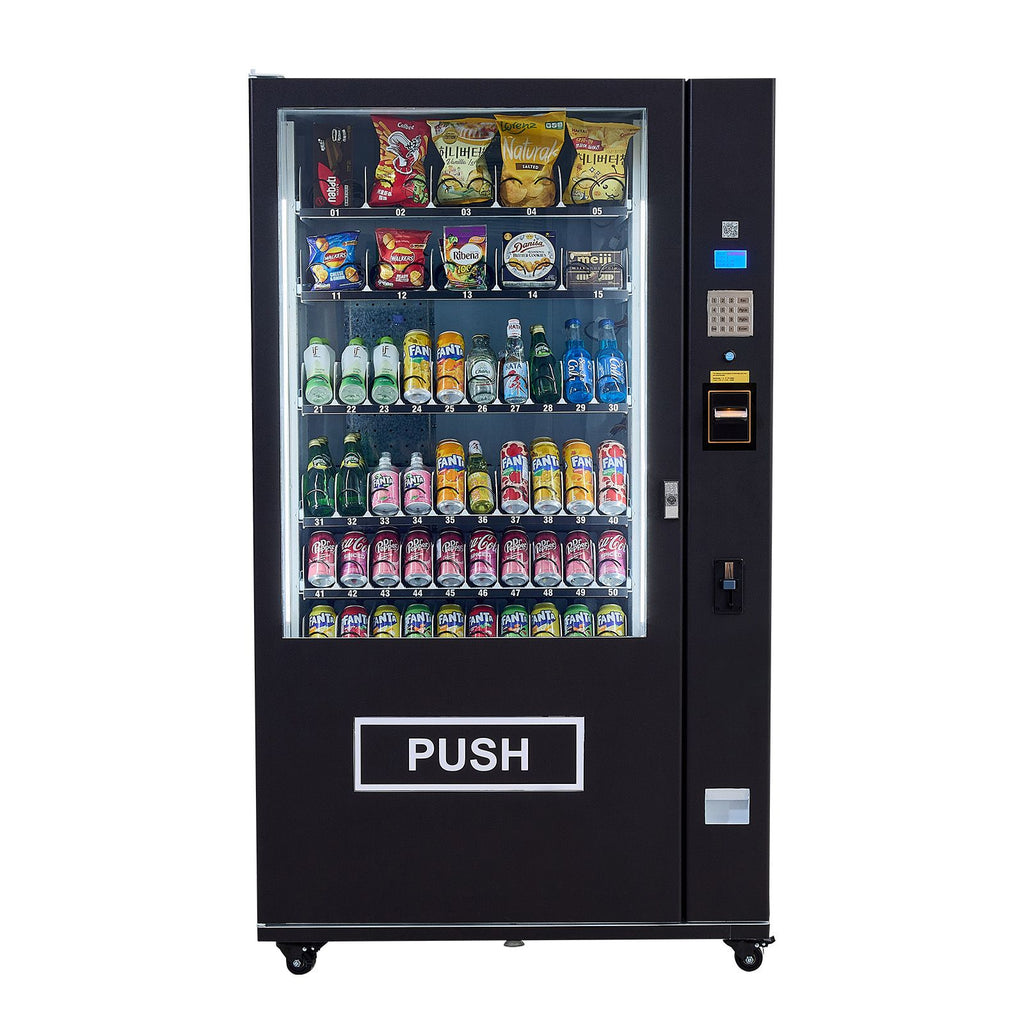 Refrigerated Combo Vending Machine, 60 Slots Commercial Snack Soda Drink Vending Machine with ICT Bill/Coin Acceptor, 6-layer Large Capacity for Business, Shopping Mall, Office, School
