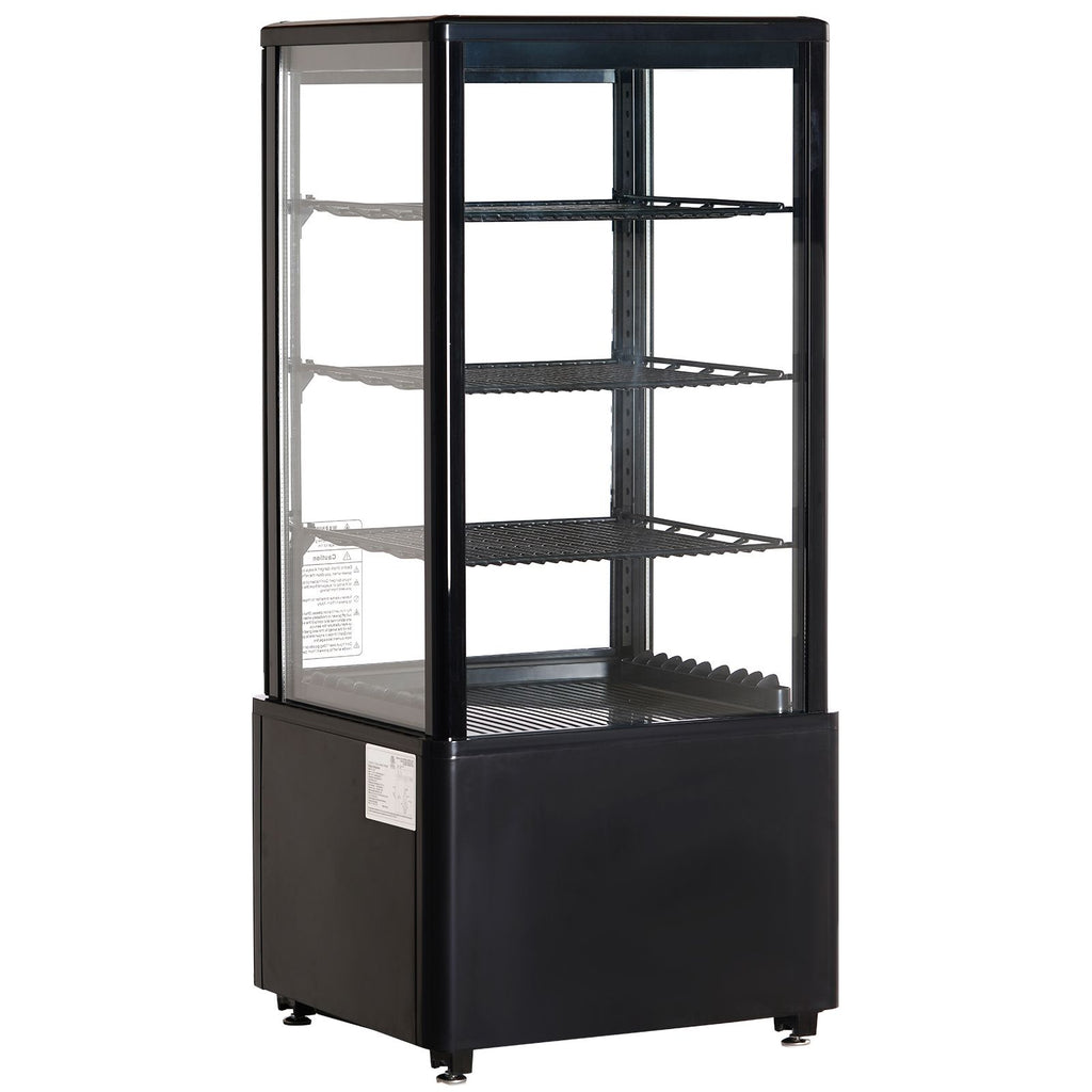 Refrigerated Display Case, 3 Cu.Ft./85L Countertop Pastry Display Case, 3-Tier Commercial Display Refrigerator with LED Lighting, TURBO Cooling, Frost-Free Air-Cooling, Locked Door for Bakery