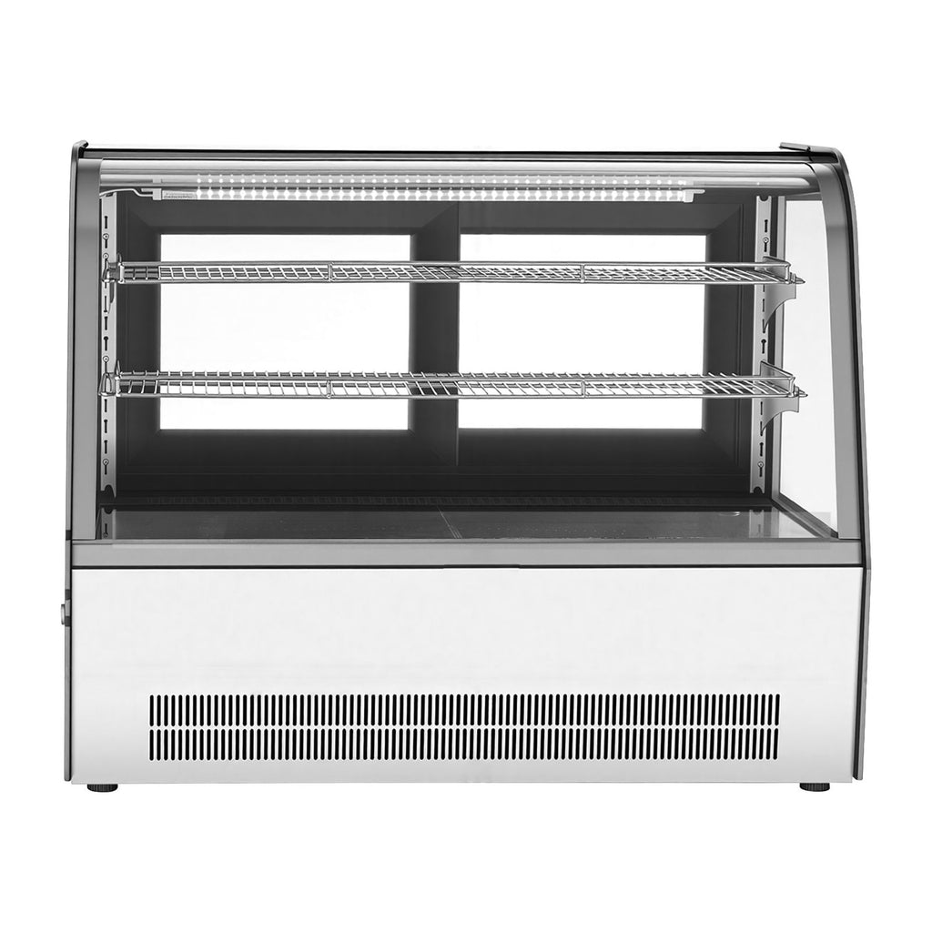 Refrigerated Display Case, 5 Cu.Ft./145L Countertop Pastry Display Case, 2-Tier Commercial Cake Refrigerator with LED Lighting, TURBO Cooling, Frost-Free Air-Cooling, for Bakery, Dessert Shop
