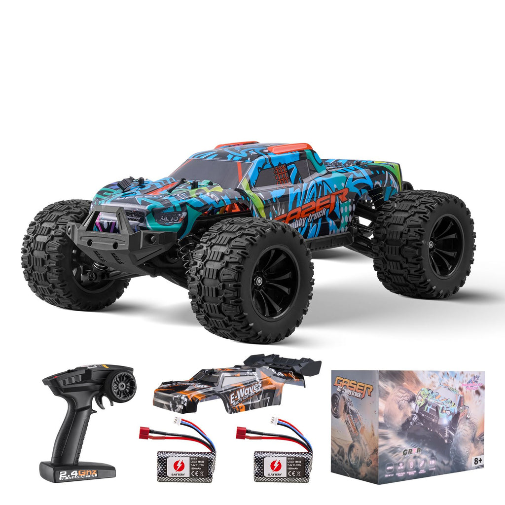 Remote Control Car, 1:14 Scale RC Car for Kids, All Terrain 4WD Off-Road Truck with 1 Extra Car Shell, 45° Wheelie & Adjustable Speed, 42 km/h Hobby RC Car Toy, for 8+ Year Boys Girls
