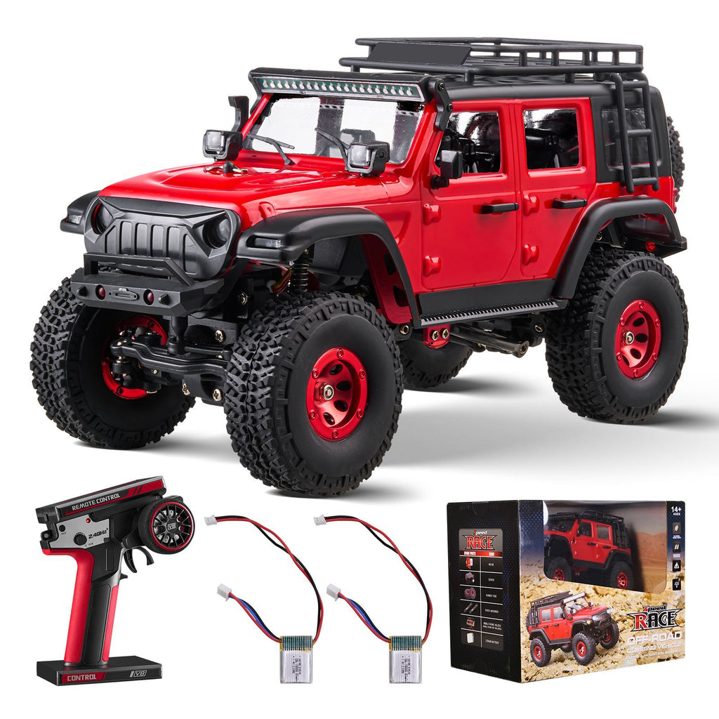 Remote Control Car, 1:24 Scale RC Car for Kids, All Terrain 4WD Off-Road Truck with Full Lighting, 1 Extra Shell & 2 Rechargeable Batteries, 2-Speed Hobby Racing Car for 14+ Years Boys Girls