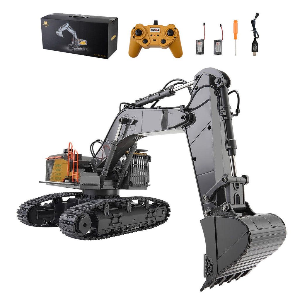 Remote Control Excavator Toy, 22 Channel, 1:14 Scale Remote Control Digger with Metal Shovel, RC Excavator with Lights & Sounds, Full Functional Construction Vehicles for Kids, Birthday Present