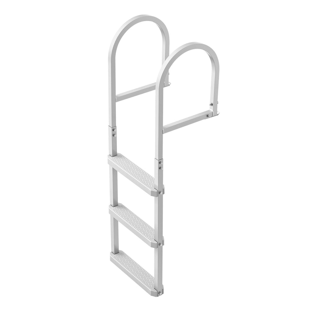 Removable Dock Ladder, 3 Steps, Aluminum Alloy Pontoon Boat Swim Ladder, with Non-Slip Wide PP Steps, 500 lbs Weight Capacity, Quick Release Design, for Lake Swimming, Pool, Marine Boarding