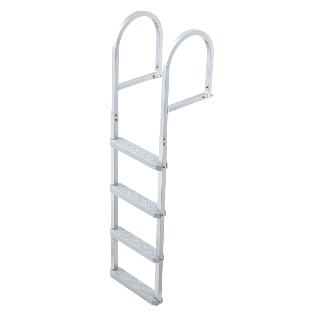 Removable Dock Ladder, 4 Steps, Aluminum Alloy Pontoon Boat Swim Ladder, with Non-Slip Wide PP Steps, 500 lbs Weight Capacity, Quick Release Design, for Lake Swimming, Pool, Marine Boarding