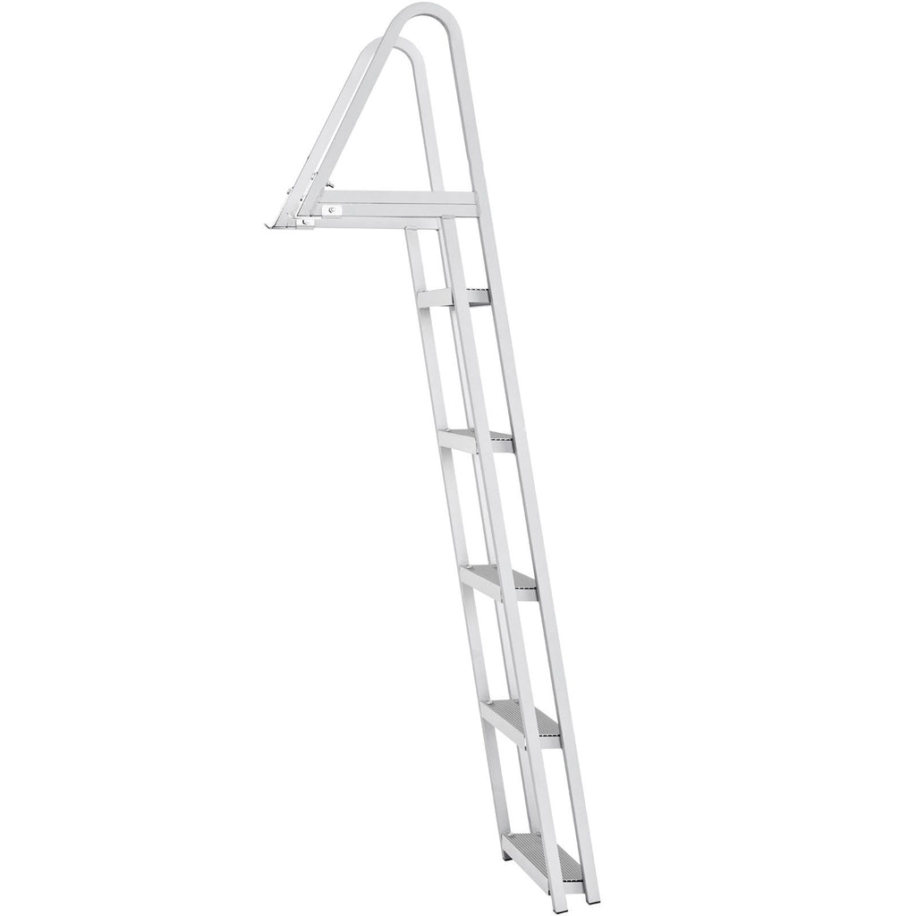 Removable Dock Ladder 5 Steps, 350 lbs Load Capacity, Pontoon Boat Ladder with 4'' Wide Step & Nonslip Design for Ship/Lake/Pool/Marine Boarding