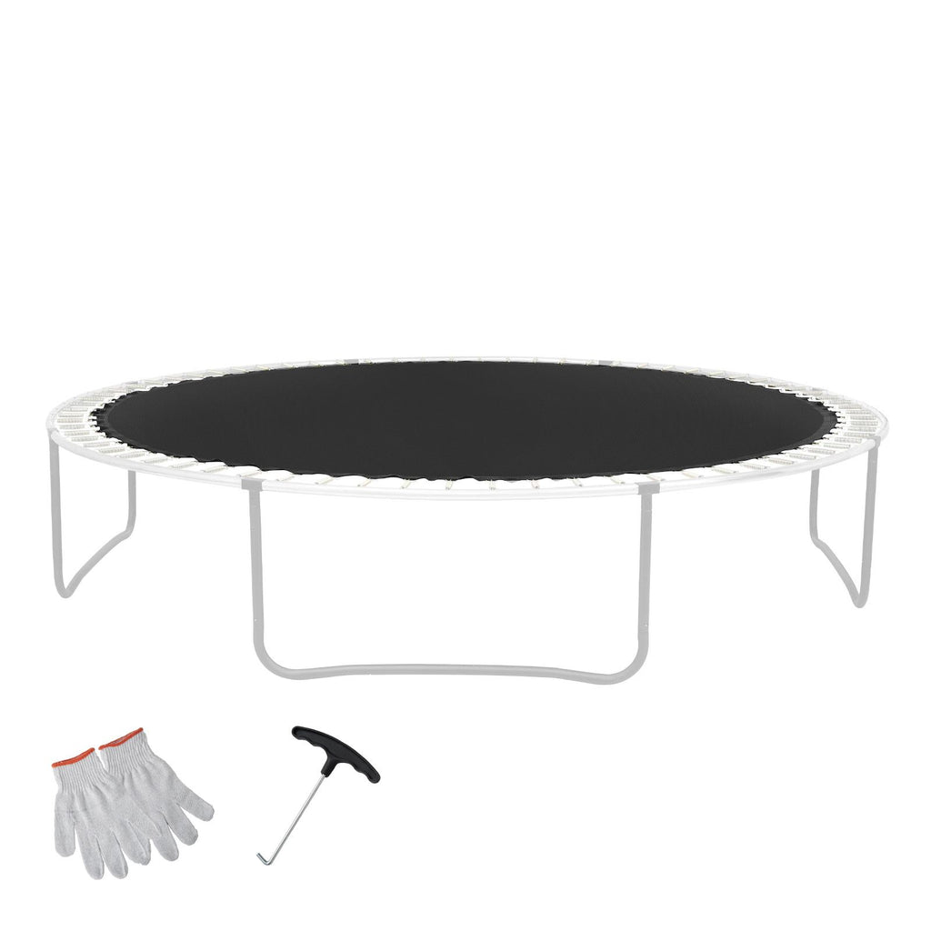 Replacement Trampoline Mat, Jumping Mat Fits 14ft Frame, Universal Jumping Mat for 14ft Round Trampoline, Reinforce UV-Resistant Mat with Spring Tool & Durable V-Rings, Fit 5.5" Spring Length