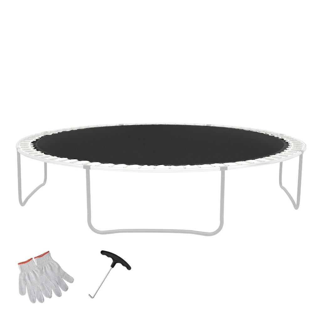 Replacement Trampoline Mat, Jumping Mat Fits 15ft Frame, Universal Jumping Mat for 15ft Round Trampoline, Reinforce UV-Resistant Mat with Spring Tool & Durable V-Rings, Fit 7" Spring Length