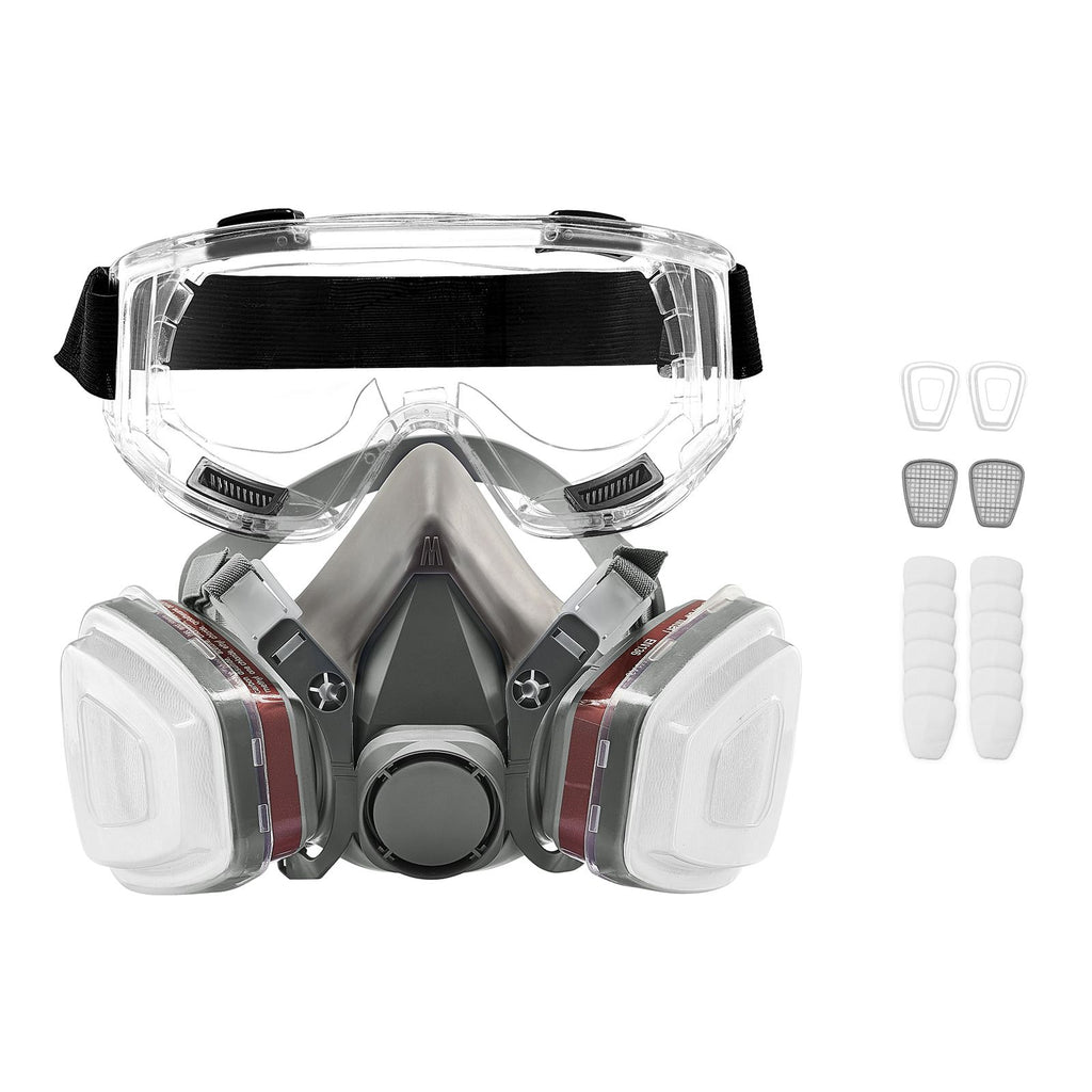 Respirator Mask, Reusable Half Face Cover with Safety Glasses and Filters, Organic Vapor Mask and Dust-proof Face Cover, for Painting, Polishing, Welding, Woodworking and Other Work Protection