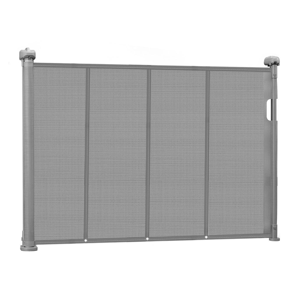 Retractable Baby Gate, 34 inch Tall, Extends up to 55 inch Wide, Retractable Gate for Kids or Pets, Mesh Material, Easy to Install for Indoor Stairs, Doorways, Hallways, Playrooms, Gray
