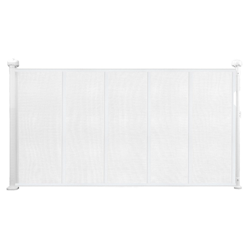 Retractable Baby Gate, 34 inch Tall, Extends up to 55 inch Wide, Retractable Gate for Kids or Pets, Mesh Material, Easy to Install for Indoor Stairs, Doorways, Hallways, Playrooms, White