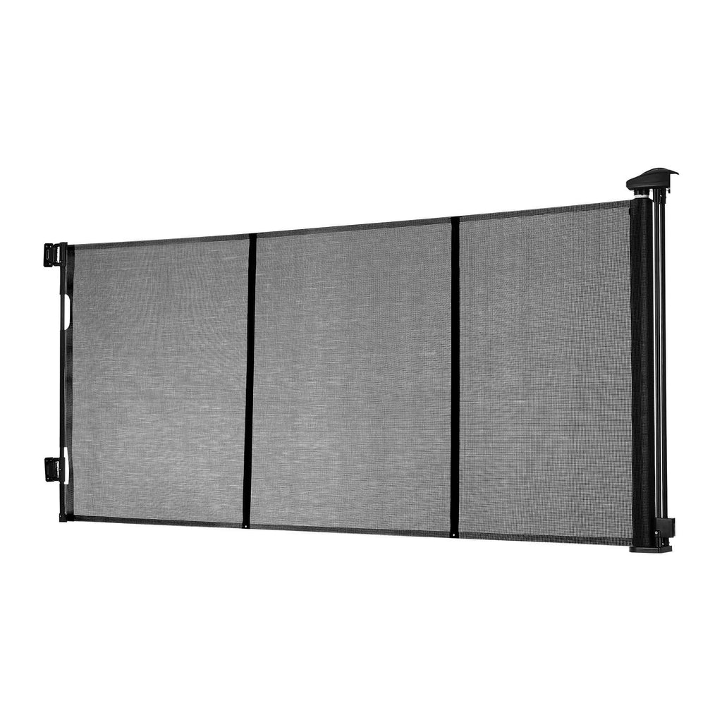Retractable Baby Gate, Extends to 122 inch Extra Wide, 31.3 inch Tall, with Reinforced Fiberglass Strips, Avoids Crawling Through, Mesh Dog Gate for Decks, Doorways, Garages, Indoor, Black