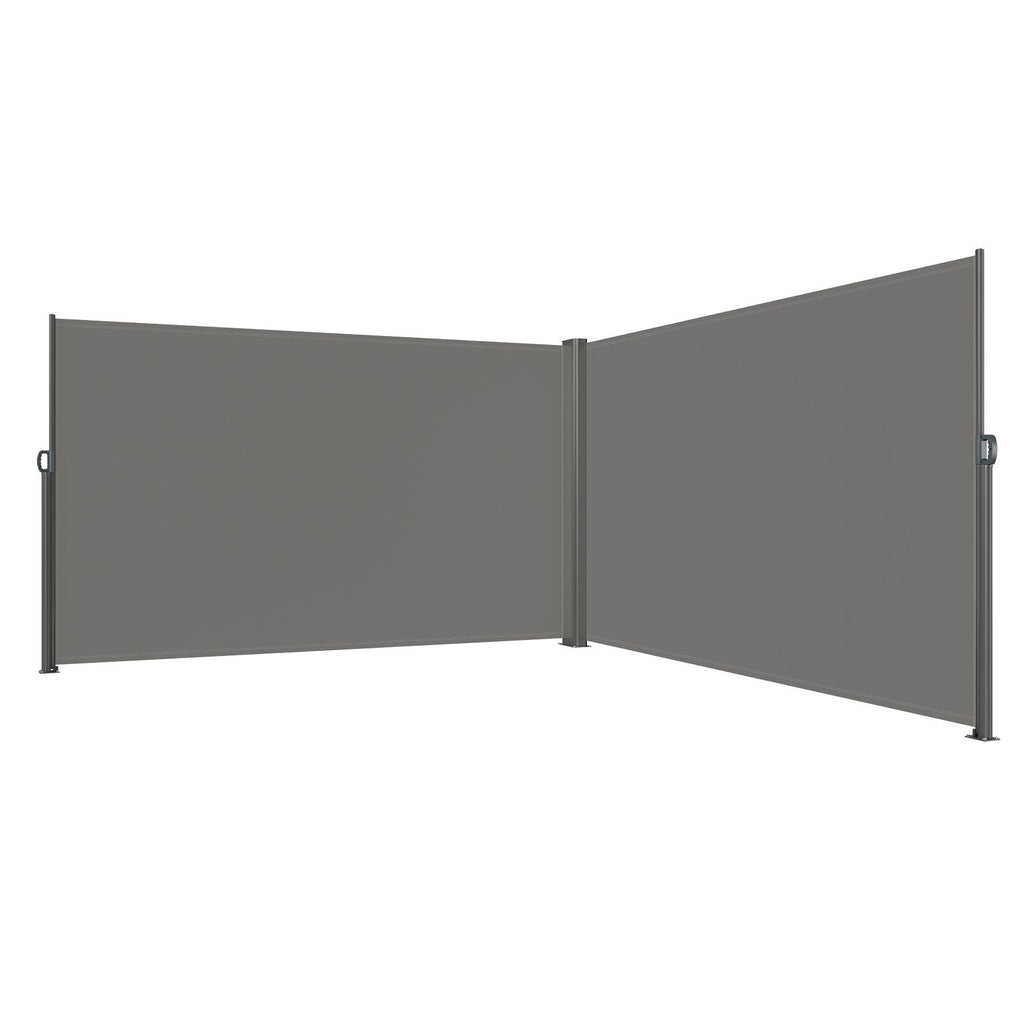 Retractable Side Awning, 63''x 236'' Aluminum Outdoor Privacy Screen, 280g Polyester Water-proof Retractable Patio Screen, UV 30+ Room Divider Wind Screen for Patio, Backyard, Balcony, Gray
