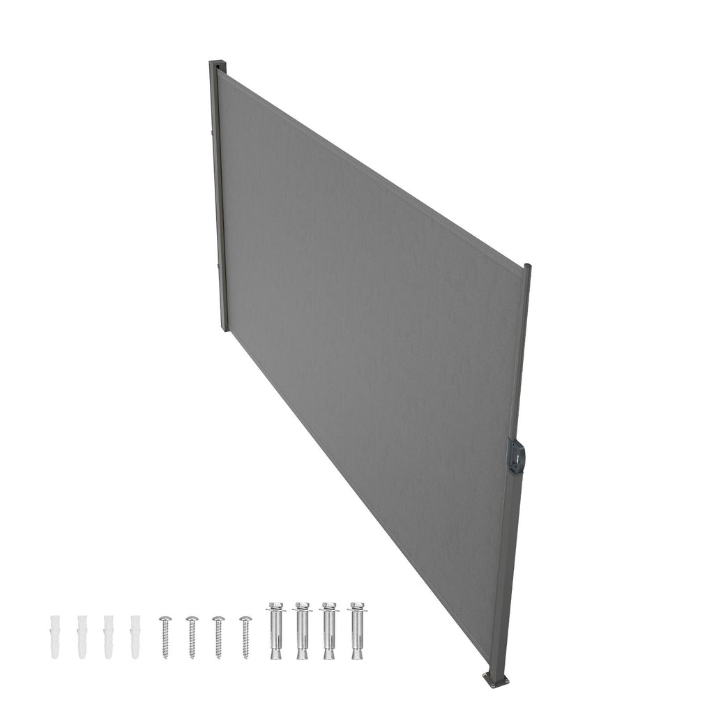 Retractable Side Awning, 71''x 138'' Outdoor Privacy Screen, 180g Polyester Water-proof Retractable Patio Screen, UV 30+ Room Divider Wind Screen for Patio, Backyard, Balcony, Gray