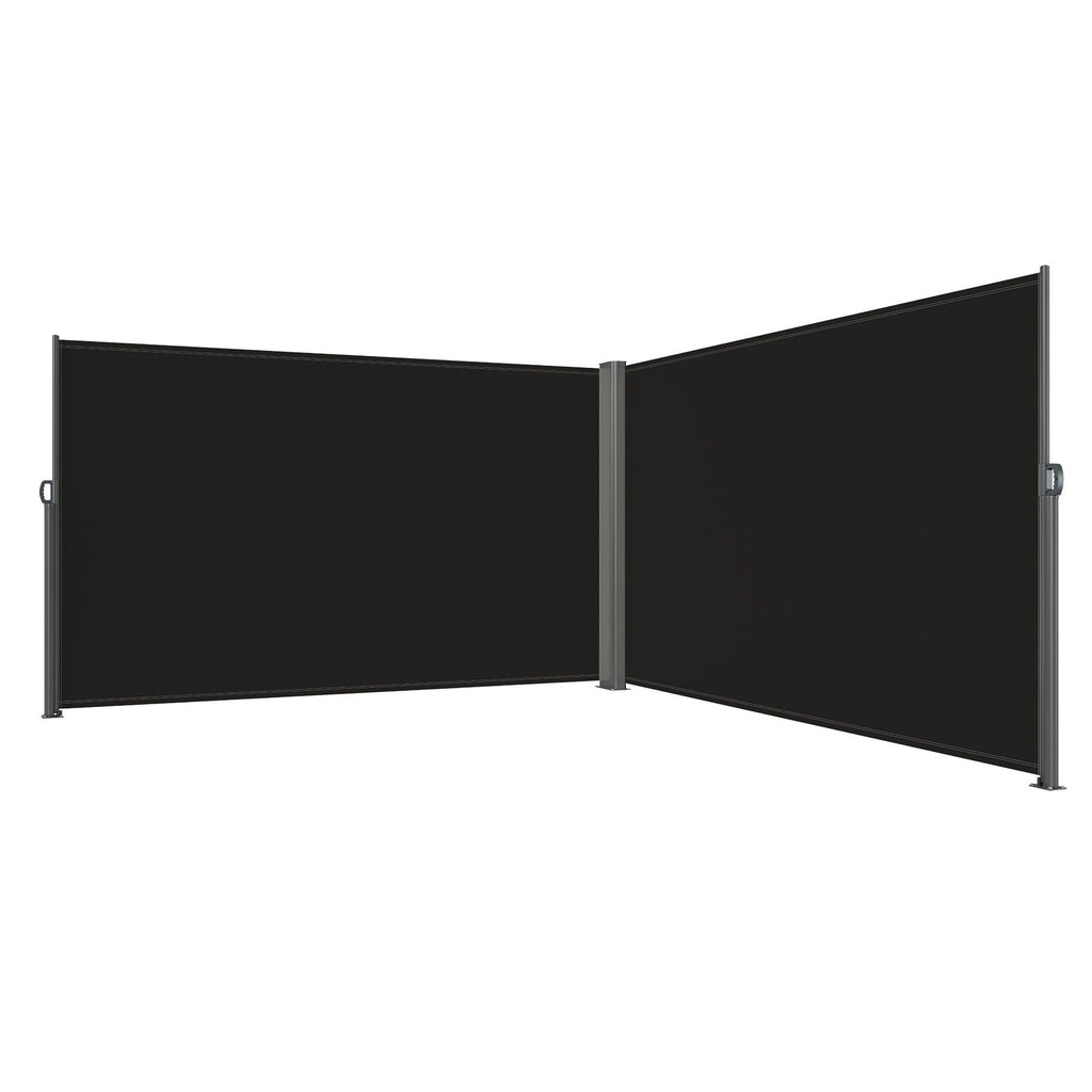 Retractable Side Awning, 71''x 236'' Aluminum Outdoor Privacy Screen, 280g Polyester Water-proof Retractable Patio Screen, UV 30+ Room Divider Wind Screen for Patio, Backyard, Balcony, Black