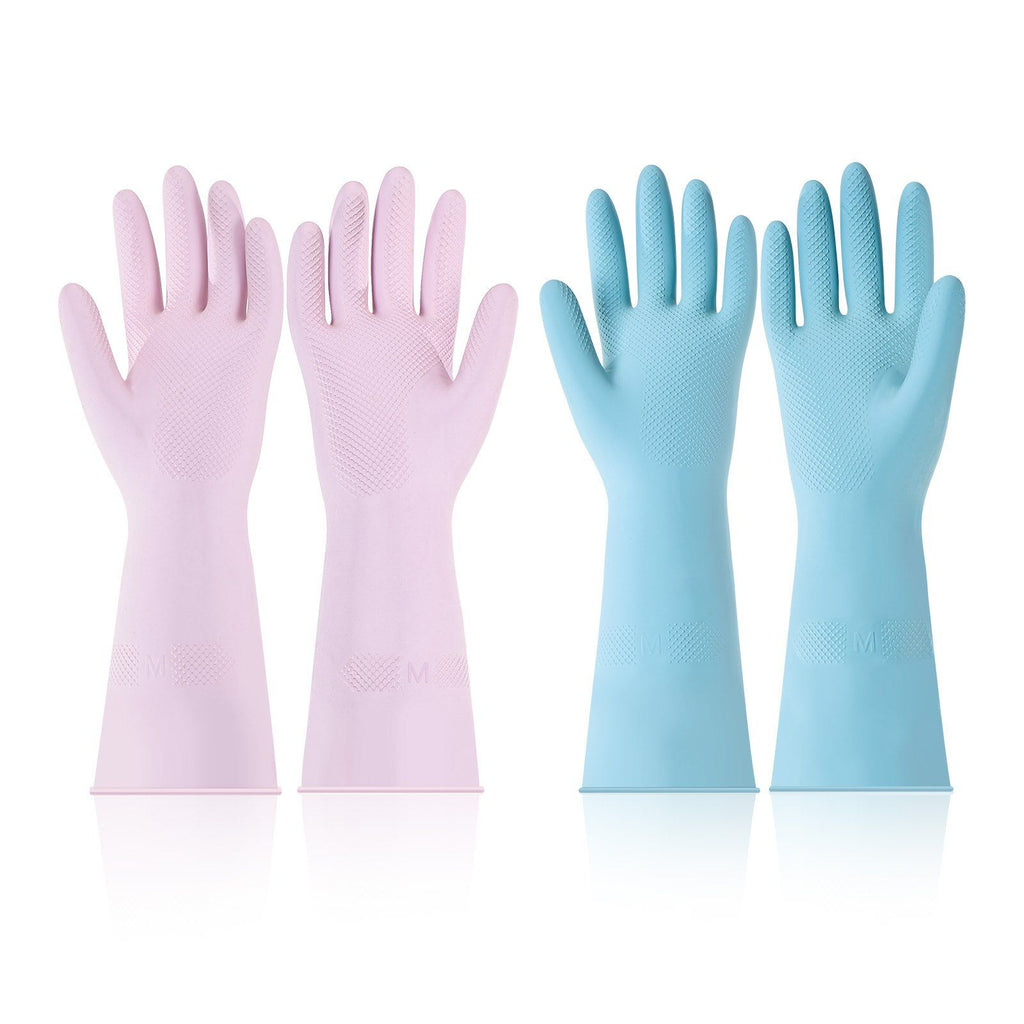 Reusable Cleaning Gloves 2 Pairs Household Dishwashing Gloves Non-Slip Medium