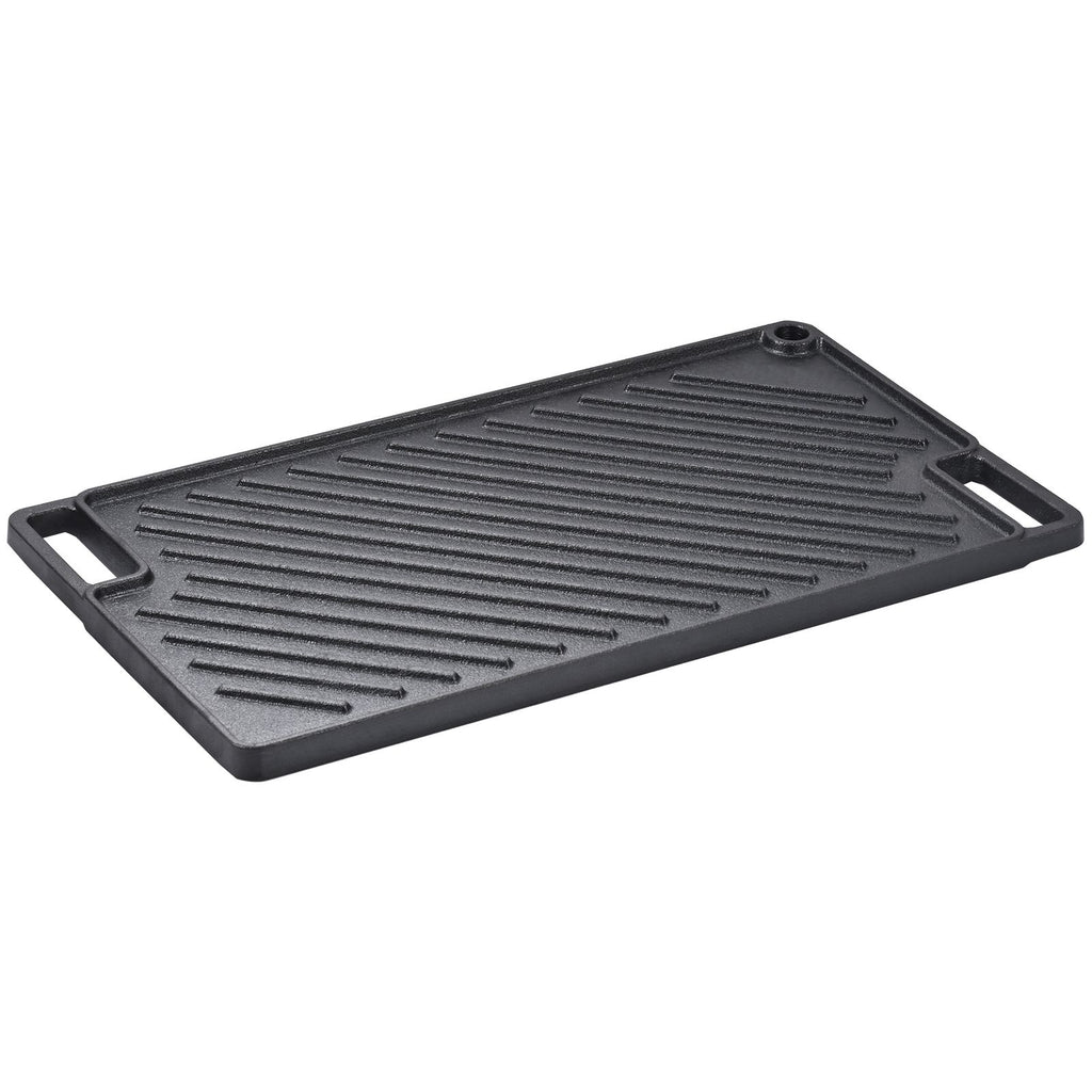 Reversible Grill/Griddle, 9.7"x16.7" Pre-Seasoned Cast Iron Griddle, Rectangular Double Burner Griddle Pan, Non-Stick Family Pan Cookware with Handles, Flat Top Plate for BBQ, Gas Grill, Black