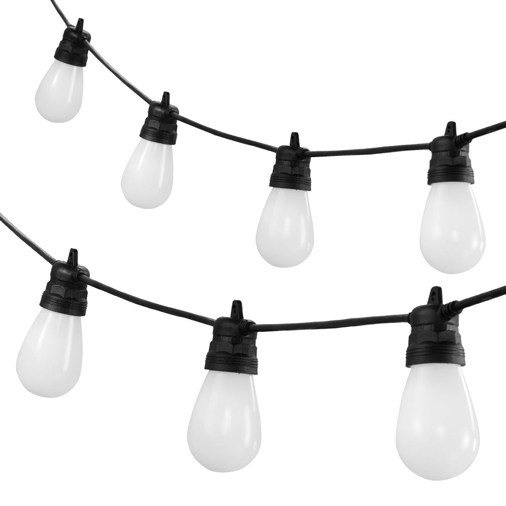 RGB Outdoor String Lights, 100FT, Outside Patio Lights with APP Control 30 Bulbs, 15 Single-Color Adjustable Brightness Time Setting, Waterproof Hanging Lights for Halloween Decoration Christmas