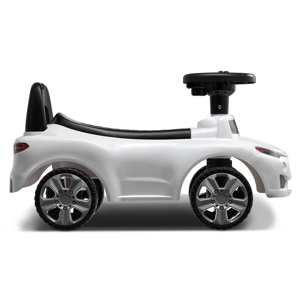 Ride On Push Car for Toddlers, Ages 1-3, Ride Racer, Sit to Stand Toddler Ride On Toy, Classic Kids Ride On Car with Music Steering Wheel & Under Seat Storage, Ride On Toy for Boys Girls, White
