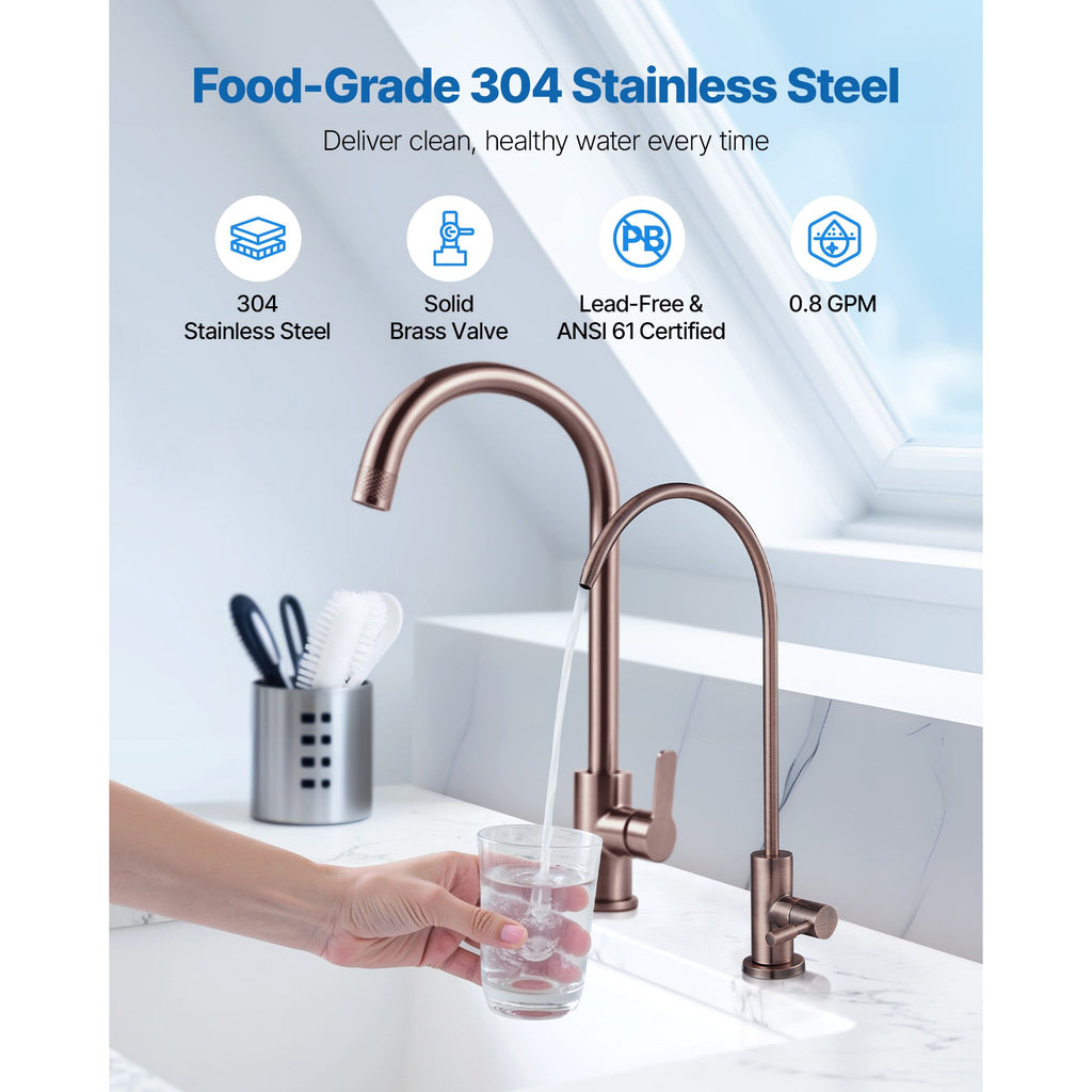 Ro Water Faucet, Lead-Free Stainless Steel Faucet, Drinking Water Faucets with Solid Brass Valve, Anti-Rust & Durability Drinking Water Faucets For Kitchen, Bar Counter, Cafe, Antique Bronze image 2