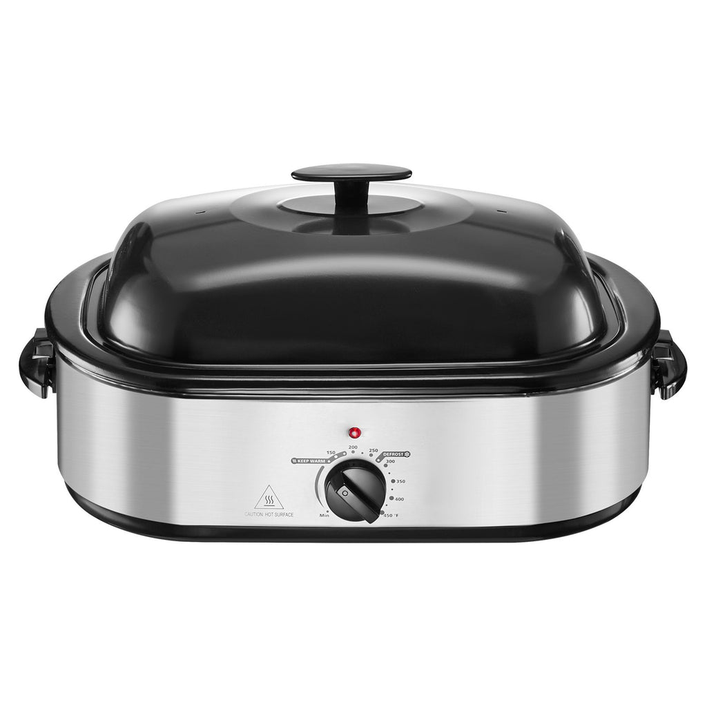 Roaster Oven, 18QT Electric Roaster Oven, 150-450 Fahrenheit Adjustable Temp Electric Roasting Pan with Self-Basting Lid, Cool-Touch Handle, Defrost & Warm Function, Stainless Steel Turkey Ovens
