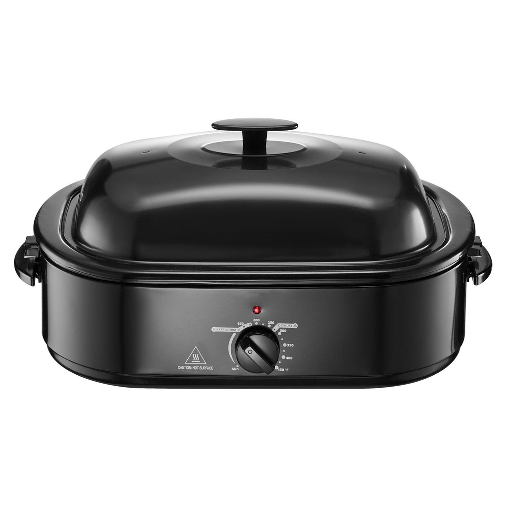 Roaster Oven, 18QT Fast-Cooking Turkey Roaster, 150-450 Fahrenheit Adjustable Temp Turkey Oven with Self-Basting Lid, Removable Pan and Rack, Defrost & Warm Function, Electric Roasting Pan