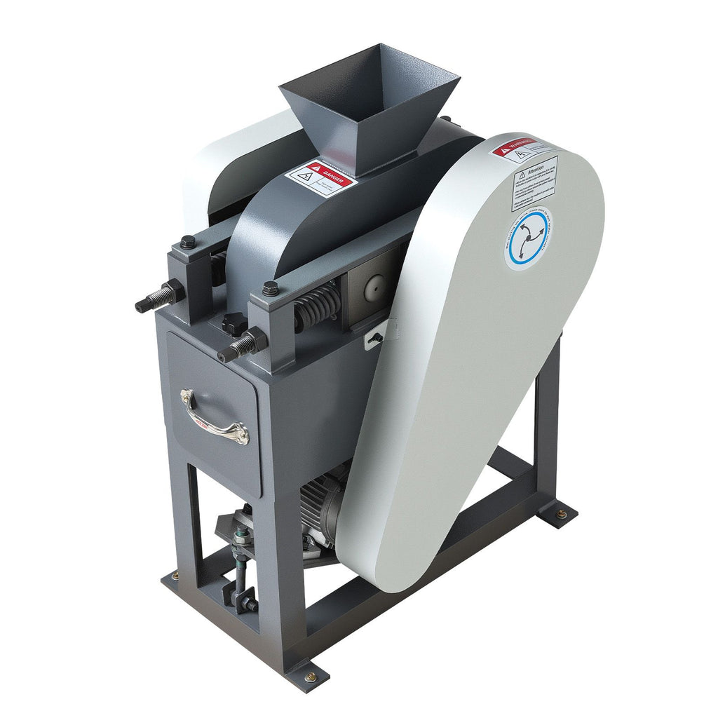 Rock Crusher, 220V Double Roller Crushers, Industrial Shredder with 2.56x0.59 inch Dual Feed Inlets, 1740RPM Speed Stone Grinder Rock Crusher, 1.5KW Electric Shatter Pulverizer, 860kg/h Crushing