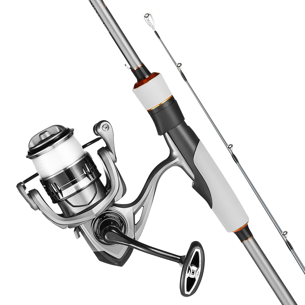 Rod and Fishing Reel Combo, IM6 Carbon Fiber Spinning Rod and Reel Combo, Bass Fishing Pole with 6.5 ft Two-Piece Rods, 7+1 Ball Bearings, EVA Handle, Stainless Steel Guides with Ceramic Rings