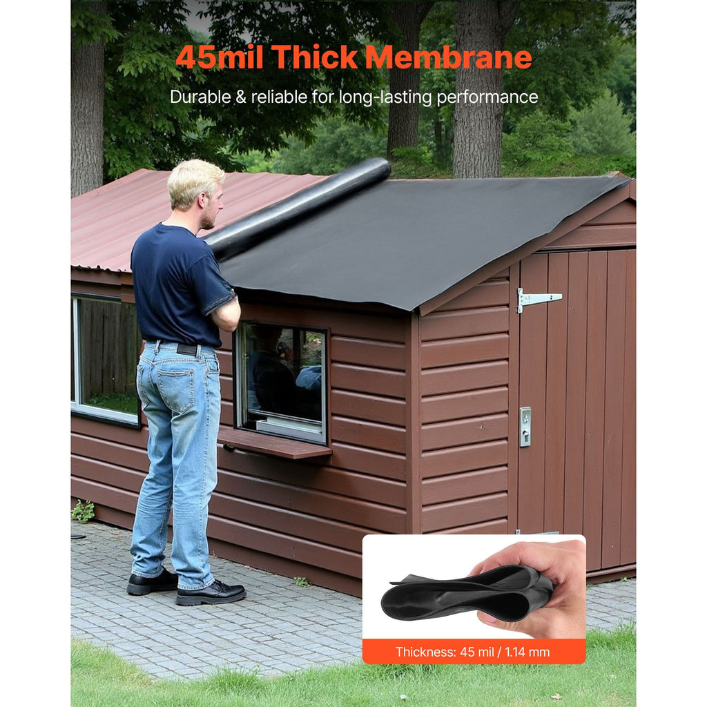 Roll Roofing, 20 x 20 ft, 45 mil EPDM Rubber Roofing, Long Lifespan & Weather-resistant, Withstands Harsh Temperatures, Flexible & Easy Installation, Roof Underlayment for RVs, Roofs, Ponds image 2