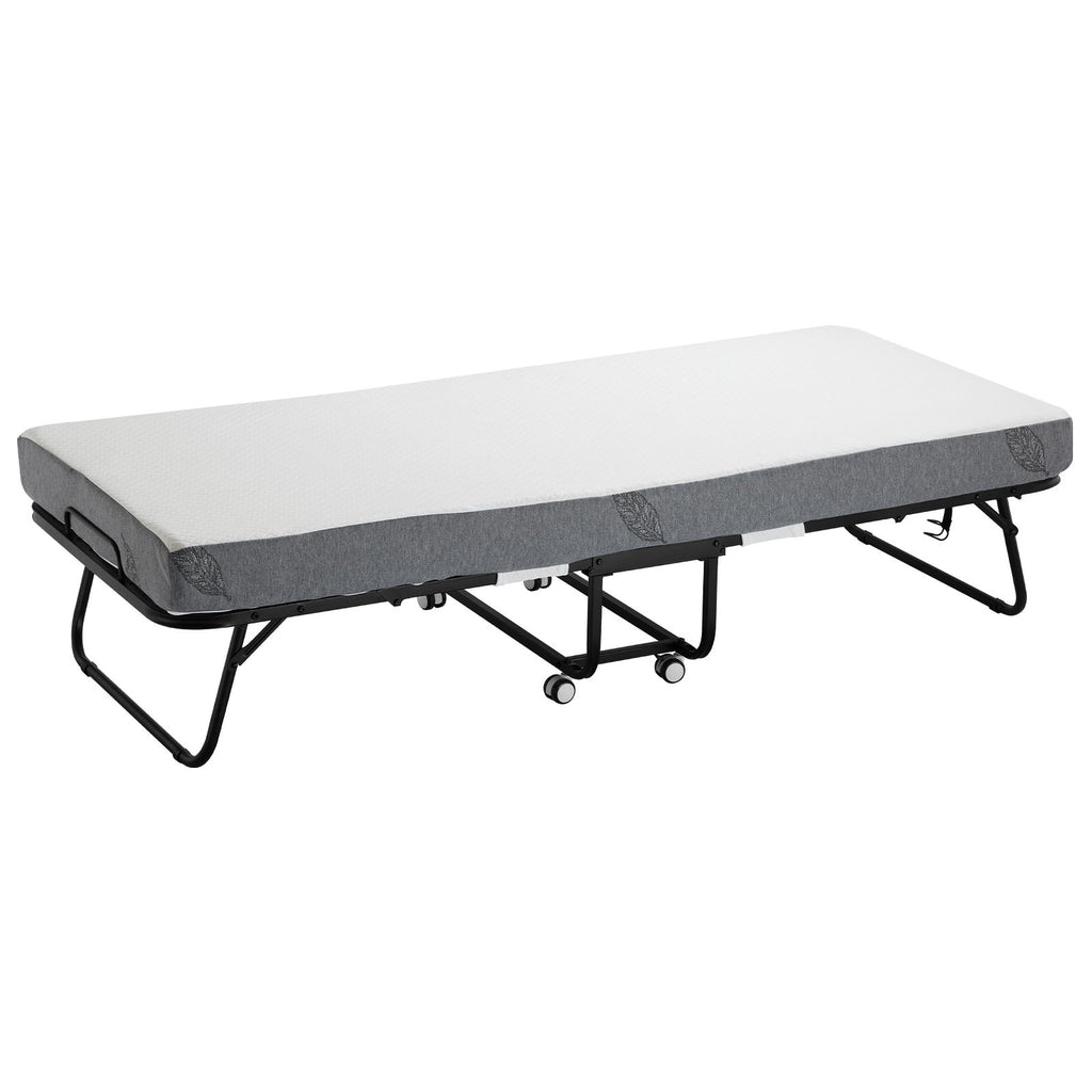Rollaway Bed, 31 in x 75 in Folding Bed with 5 in Mattress, Twin Size Foldable Bed with Sturdy Metal Frame & Memory Foam Mattress, Portable Twin Roll Away Bed with Mattress, for Adults, Guest image 2